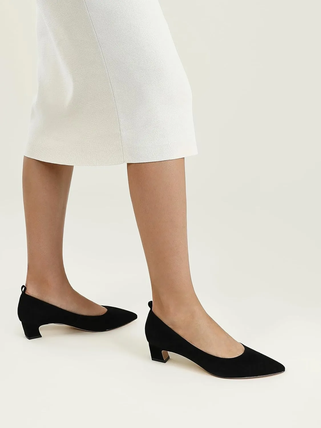 7or9 Block Heels for Women Comfortable Womens Pumps Breathable Lambskin Heels Closed Toe Black Heels 1.38"