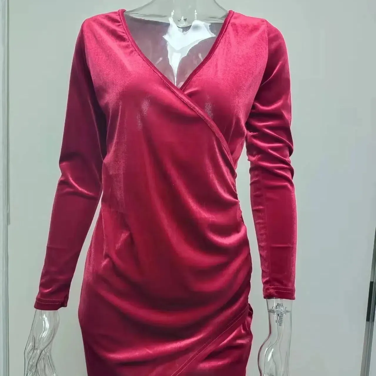 Amazon Wish Cross Border Women's V-Neck Slim Fit Dress