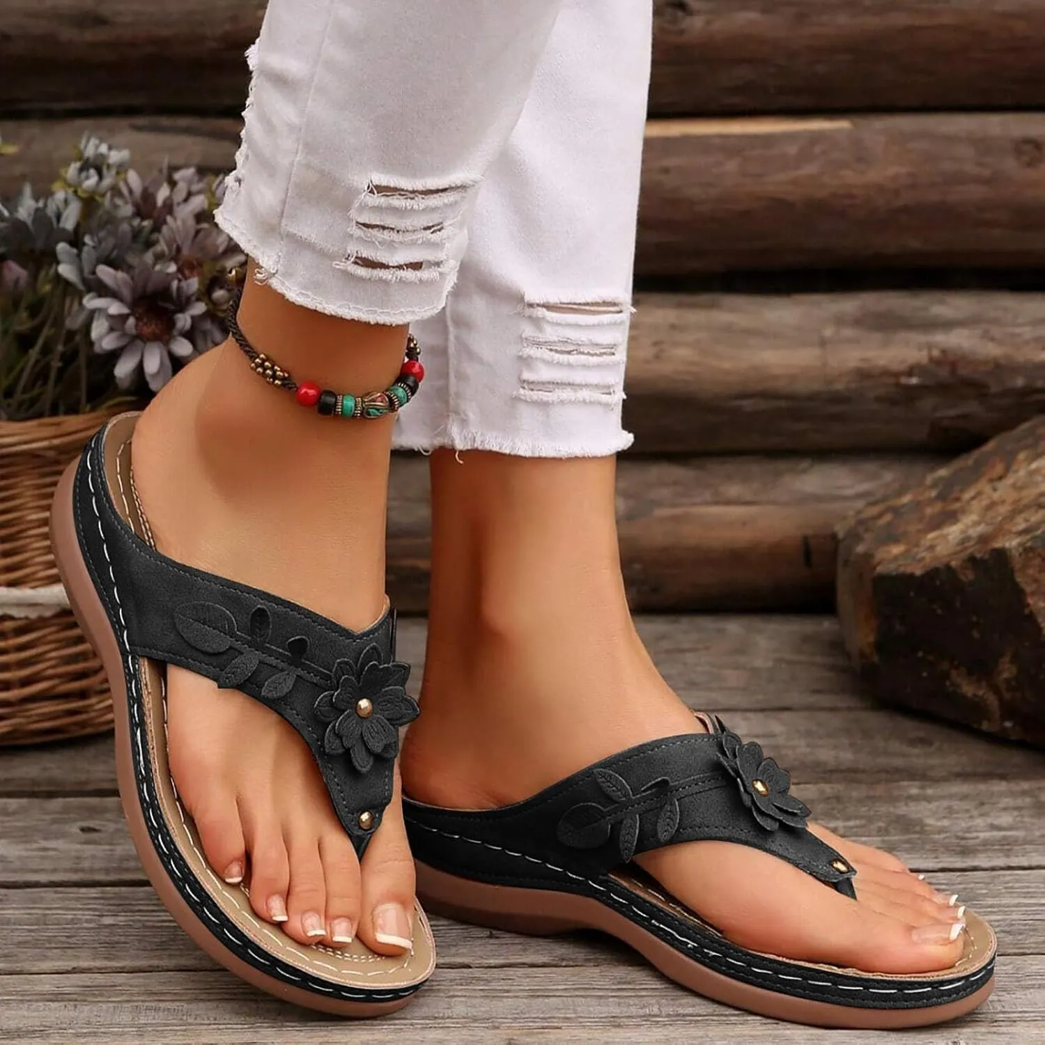 Arch Support Flip Flops for Women,Orthopedic Sandals for Women 2025 Dressy Summer Shoes Comfortable Walking Shoes Cushion Platform Beach Slippers Dressy 2025