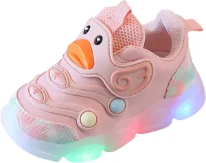 Baby Boys Girls Light Up Flash Light Casual Shoes Toddler Infant Newborn Cute Duck Breathable Running Work Sneakers