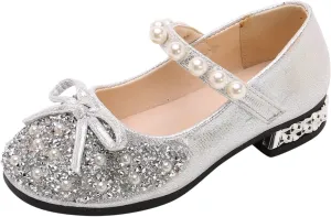 Baby Girls Beaded Sequins Sandals Cap Toe Ankle Strap Pearl Wedding Shoes Toddler Lightweight Comfy Summer Dress Shoes