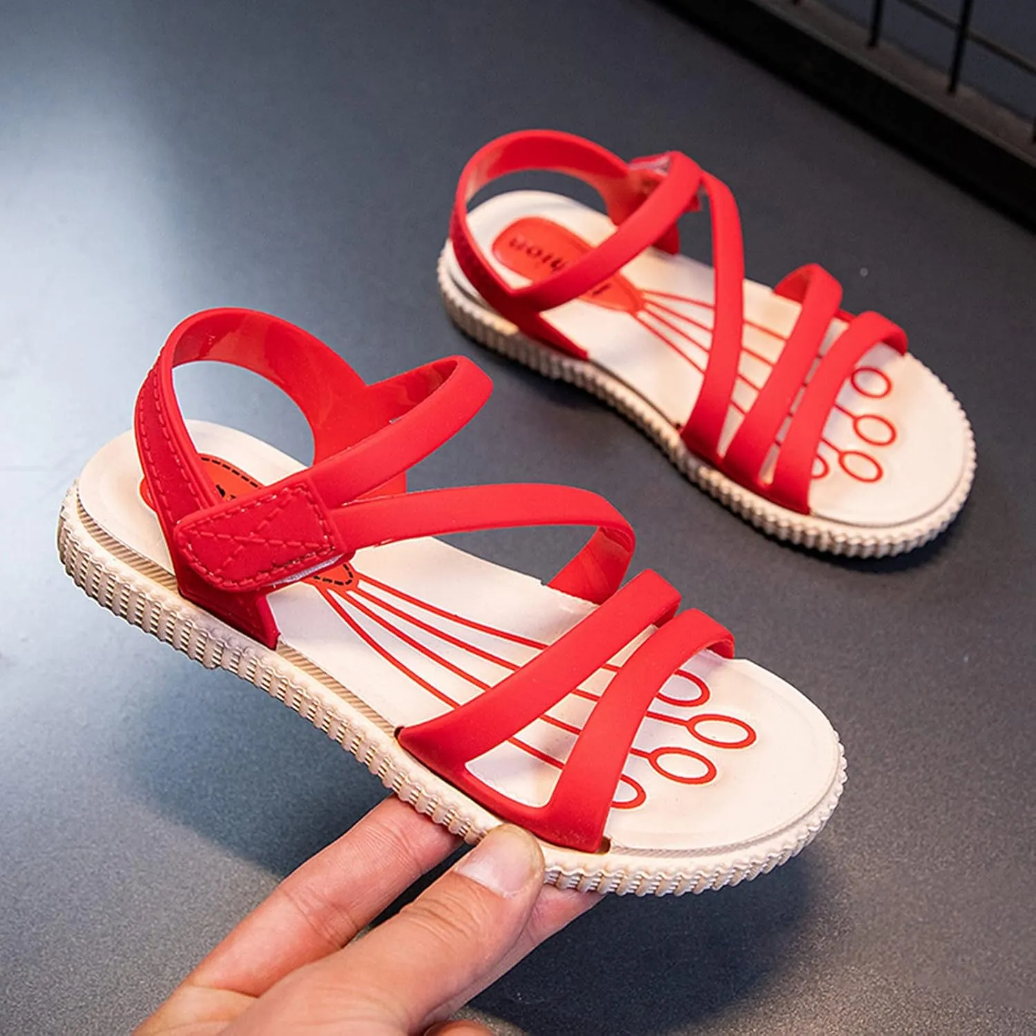 Baby Kids Rubber Strap Sandals Open Toe Bump Wide Shoes Toddler Boys Girls Summer Lightweight Fashion Comfy Sandals