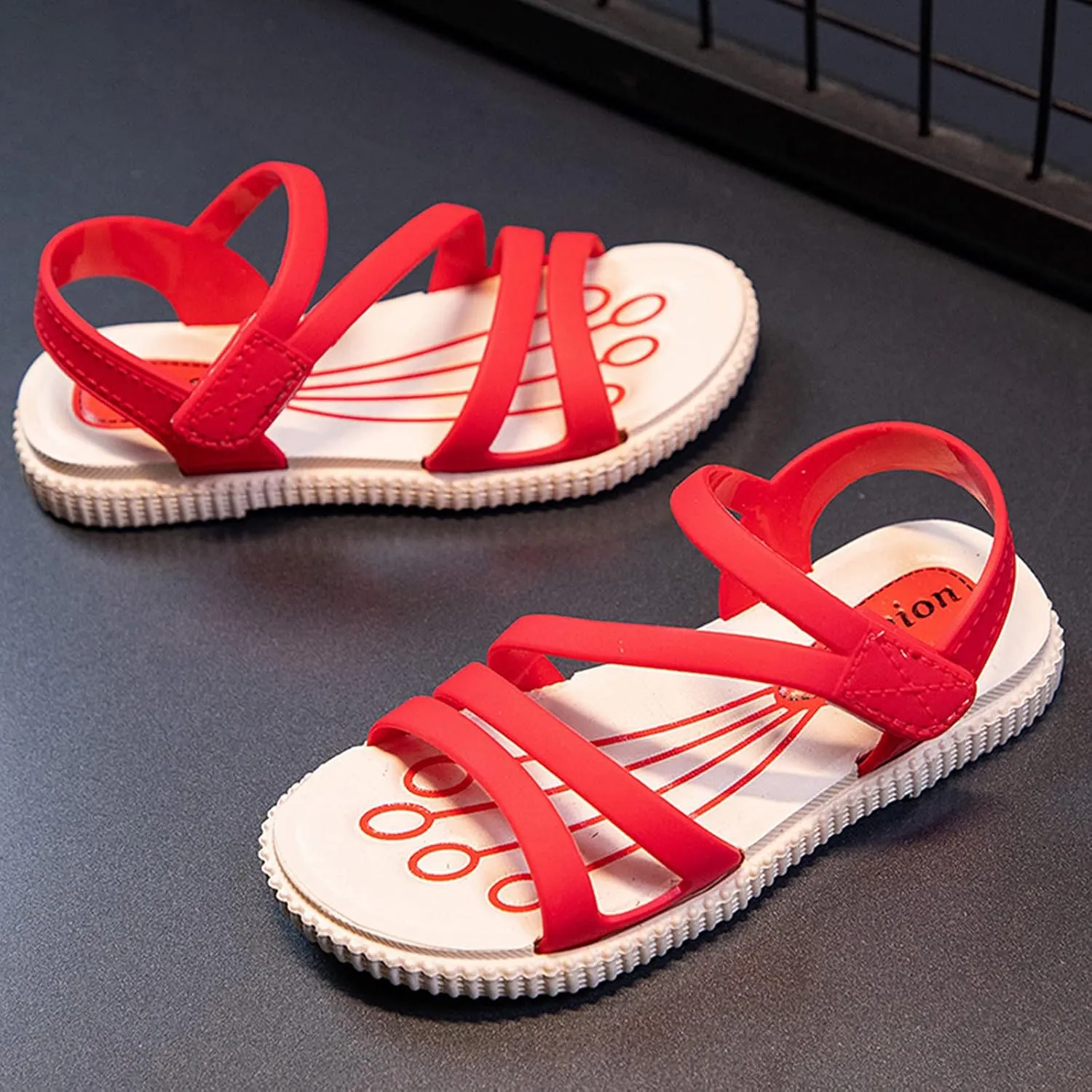 Baby Kids Rubber Strap Sandals Open Toe Bump Wide Shoes Toddler Boys Girls Summer Lightweight Fashion Comfy Sandals