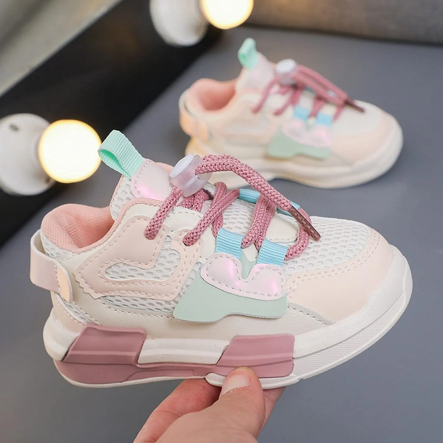 Baby Toddler Mesh Sneakers Infant Newborn Lace-Up First Walking Sport Shoes Lightweight Breathable Comfy Non Slip Shoes