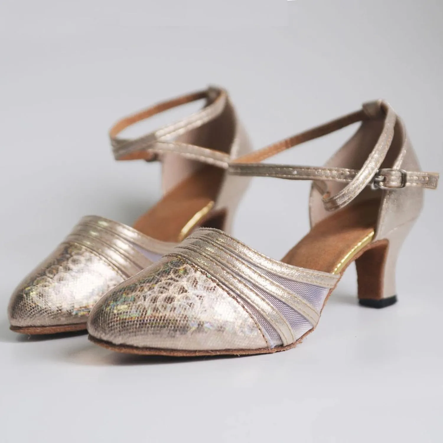 Ballroom Dance Shoes Women Sequin Party Shoes Latin Dance Shoe Chunky Heeled Dress Shoe Low Professional Heels