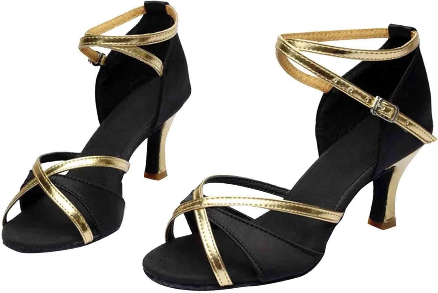 Ballroom Dance Shoes Women's Latin Dance Shoes Peep Toe Chunky Heels Sparkly Professional Heels with Ankle Strap