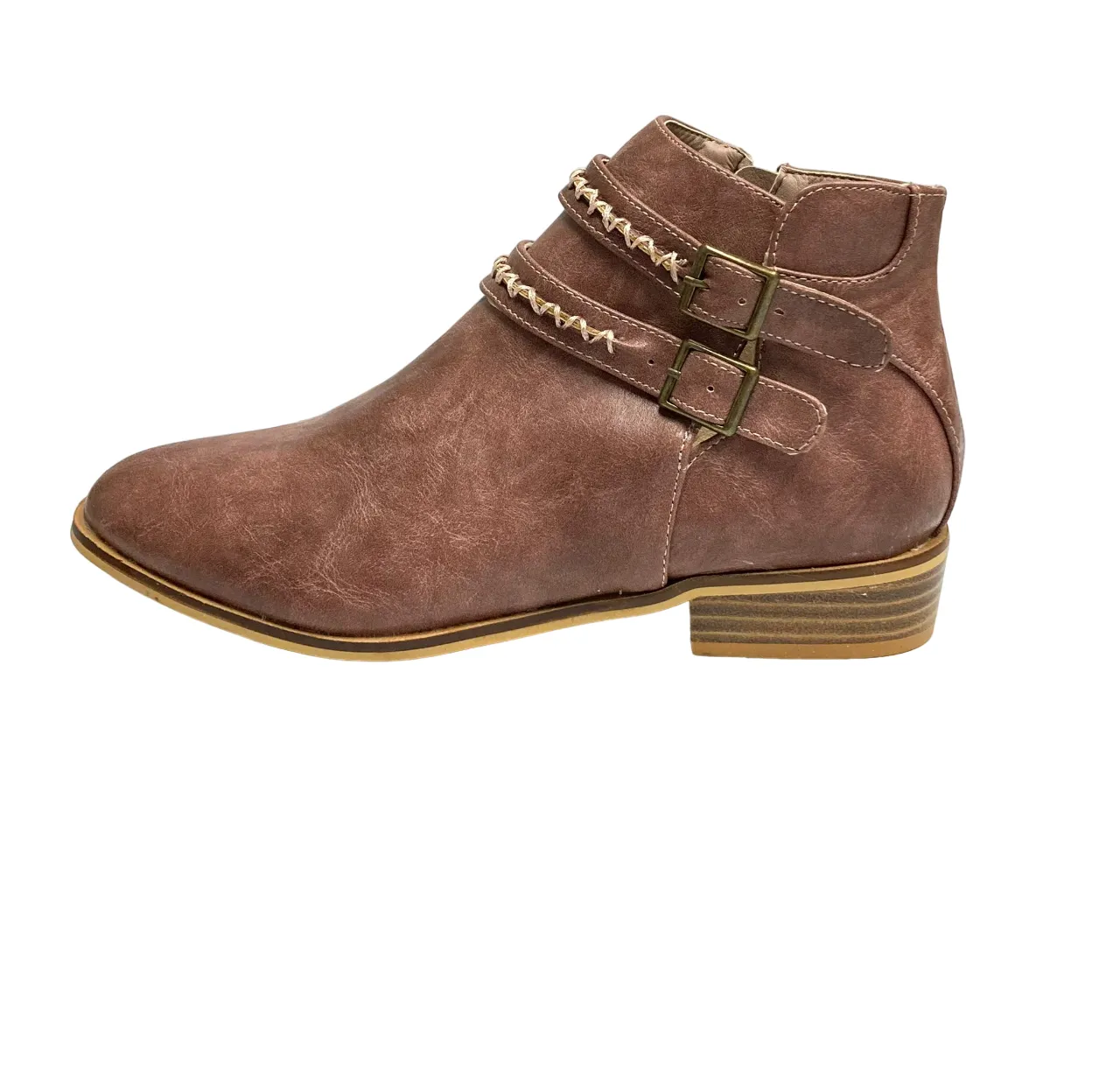 Beast Women's Bootie Reddish Brown 2 straps
