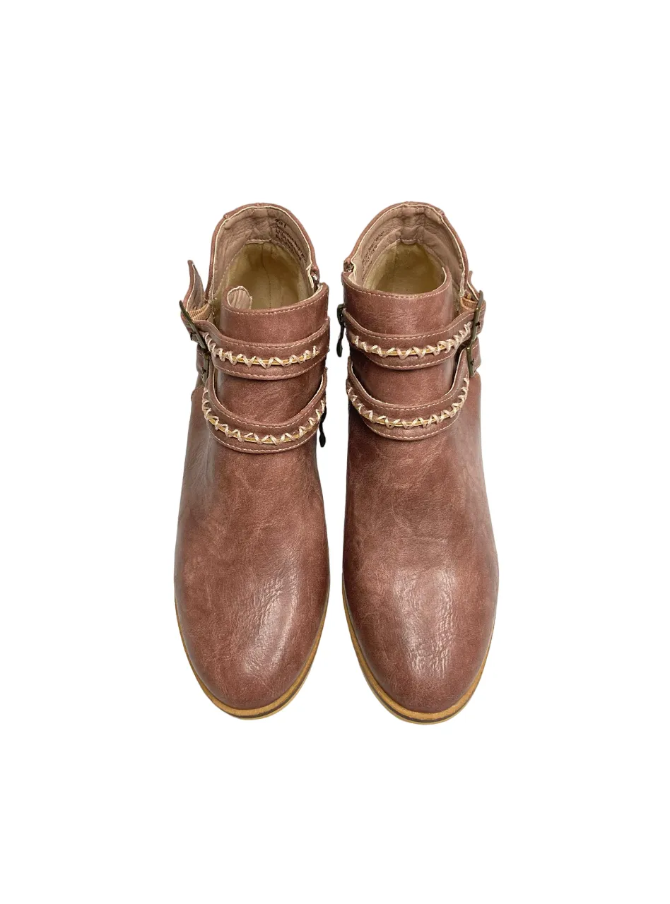 Beast Women's Bootie Reddish Brown 2 straps