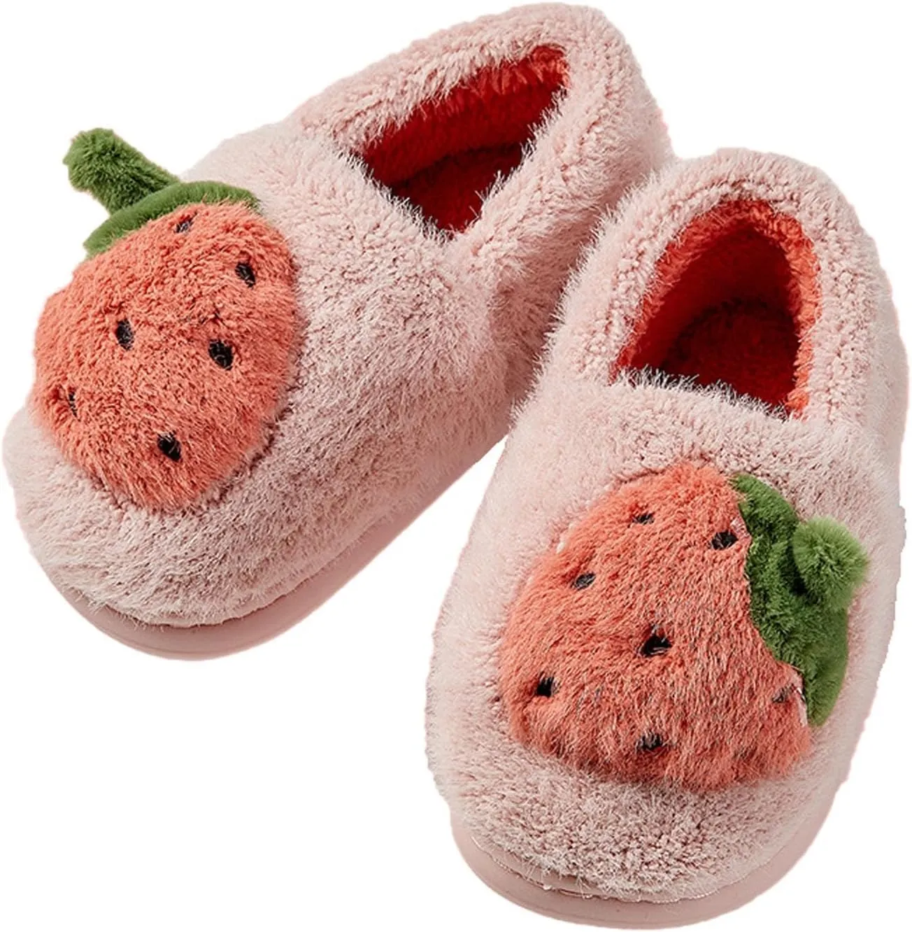 Bedroom Slippers for Kids Strawberry Plush Girls Boys Slippers Memory Foam Comfy House Slippers Toddler Boot Slippers