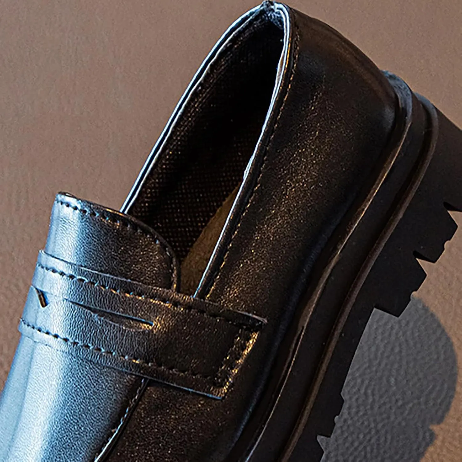 Boys Leather Sneakers Wedding Unform Dress Loafer Kids Boys Sole Non Slip Ankle Closed Sport Shoes Lightweight Comfy