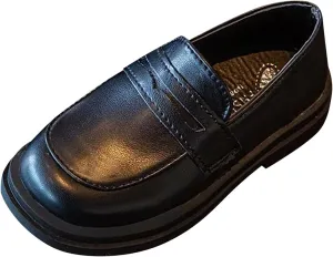 Boys Leather Sneakers Wedding Unform Dress Loafer Kids Boys Sole Non Slip Ankle Closed Sport Shoes Lightweight Comfy