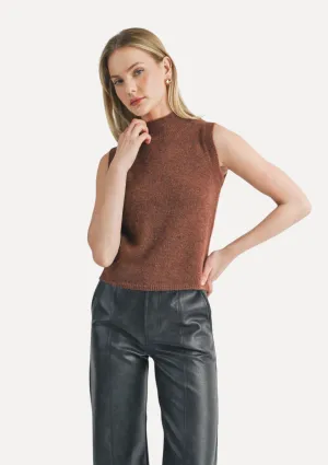 Brianna Turtleneck Sweater Tank - Brown