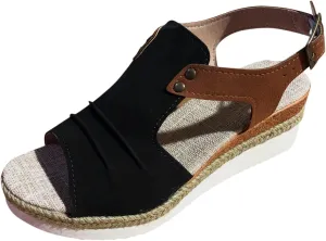 Cathalem Orthopedic Platform Wedge Sandals for Women Summer Dressy Flat Open Toe Ankle Strap Espadrilles Sandals