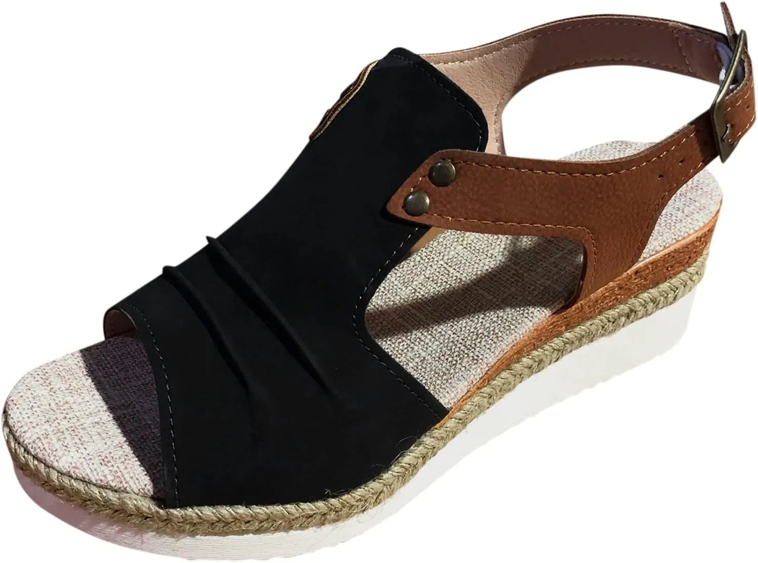 Cathalem Orthopedic Platform Wedge Sandals for Women Summer Dressy Flat Open Toe Ankle Strap Espadrilles Sandals