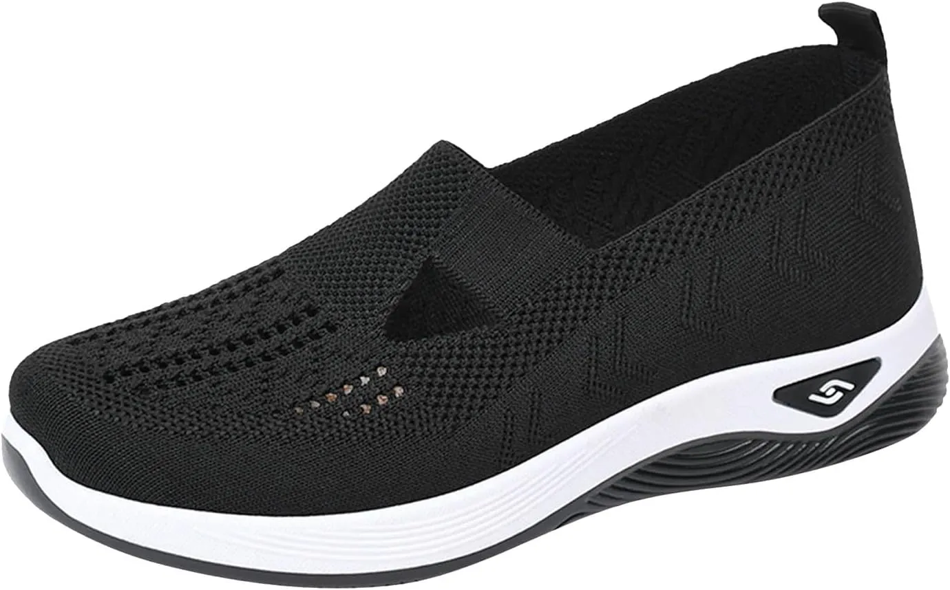 Cathalem Orthopedic Shoes for Women Breathable Soft Slip On Sneakers Comfort Mesh Up Stretch Sneaker Diabetic Walking Shoes