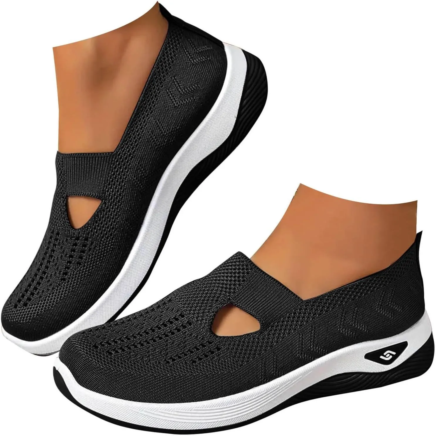 Cathalem Orthopedic Shoes for Women Breathable Soft Slip On Sneakers Comfort Mesh Up Stretch Sneaker Diabetic Walking Shoes