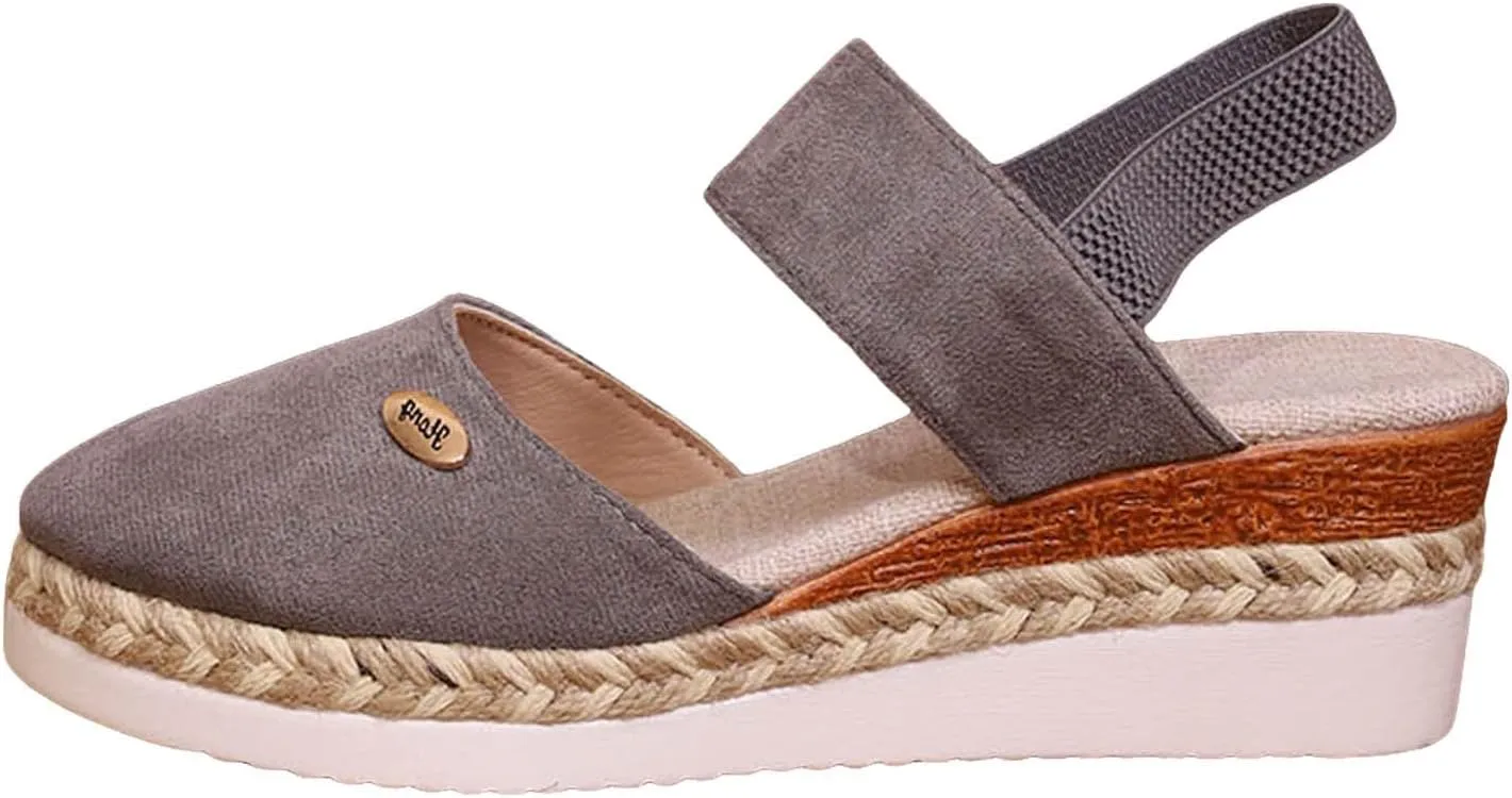 Cathalem Sandals for Women 2024 Espadrilles Platform Wedge Ankle Strap Sandals Comfortable Anti Slip Casual Shoes