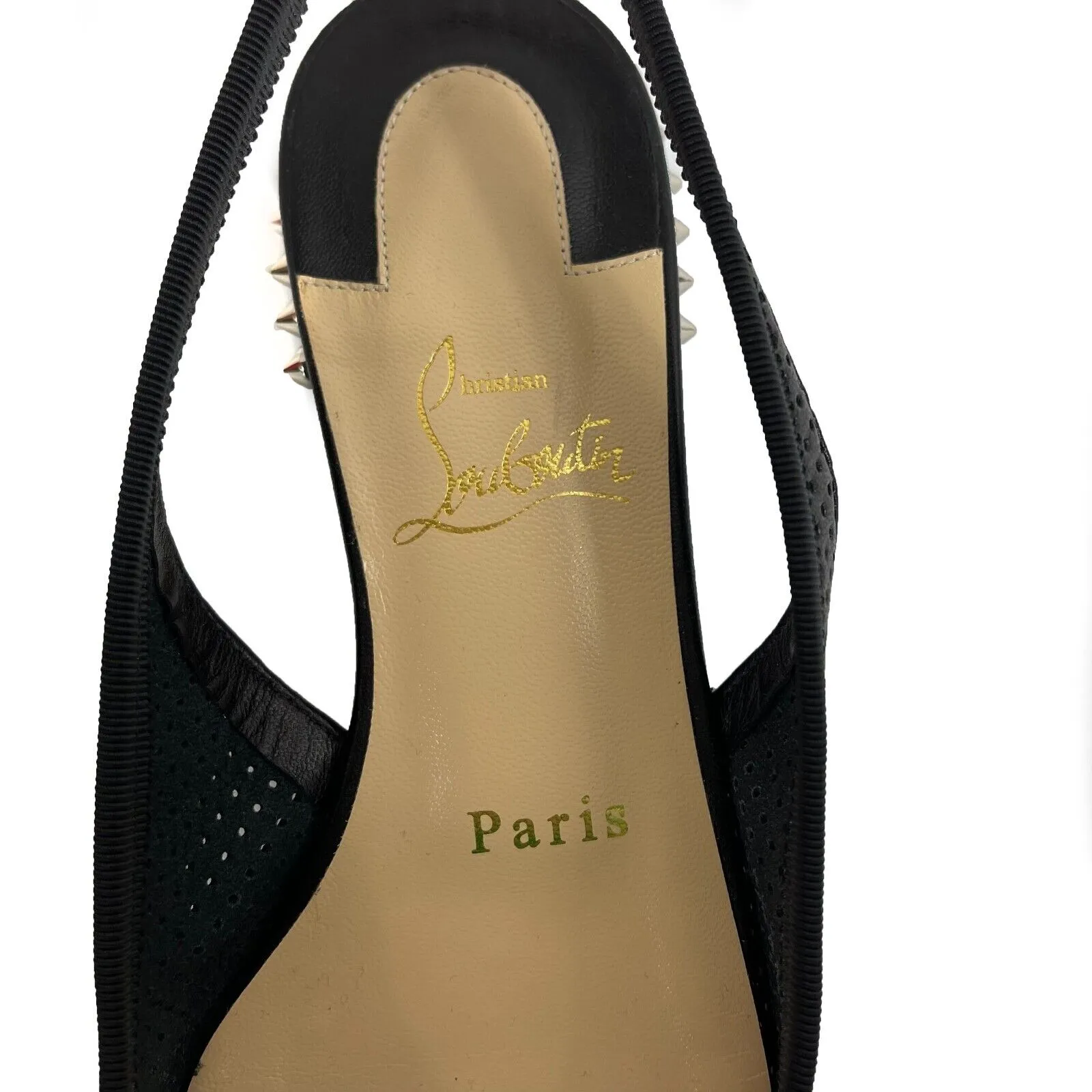 Christian Louboutin - Hall Sling Spike Studded Heel Leather Flat - 35.5 US 5.5