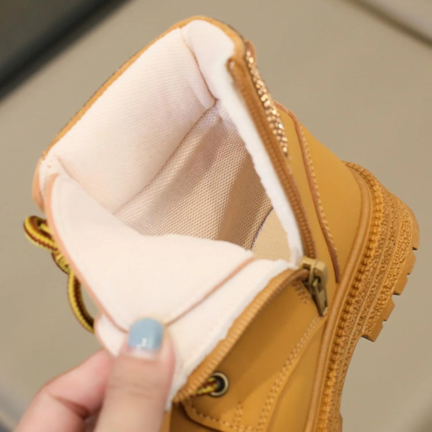 Combat Ankle Boots Kids Girls Dress Booties Platform Chunky Block Heel Boots Side Zipper Combat Shoes Snow Boots