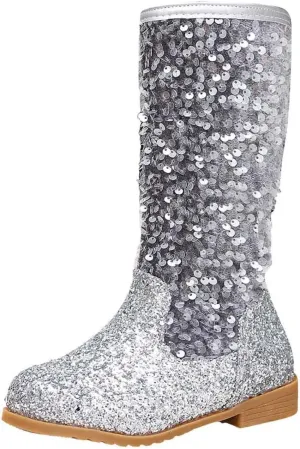 Cowgirl Boots for Girls Kids Toddler Glitter Western Cowboy Boots Zipper Color Block Sparkly Sequins Riding Shoes