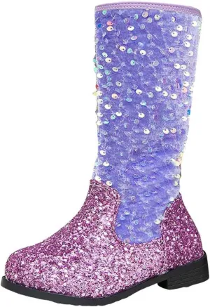 Cowgirl Boots for Girls Kids Toddler Glitter Western Cowboy Boots Zipper Color Block Sparkly Sequins Riding Shoes