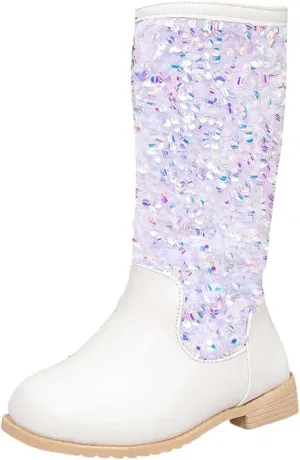 Cowgirl Boots for Girls Kids Toddler Glitter Western Cowboy Boots Zipper Color Block Sparkly Sequins Riding Shoes
