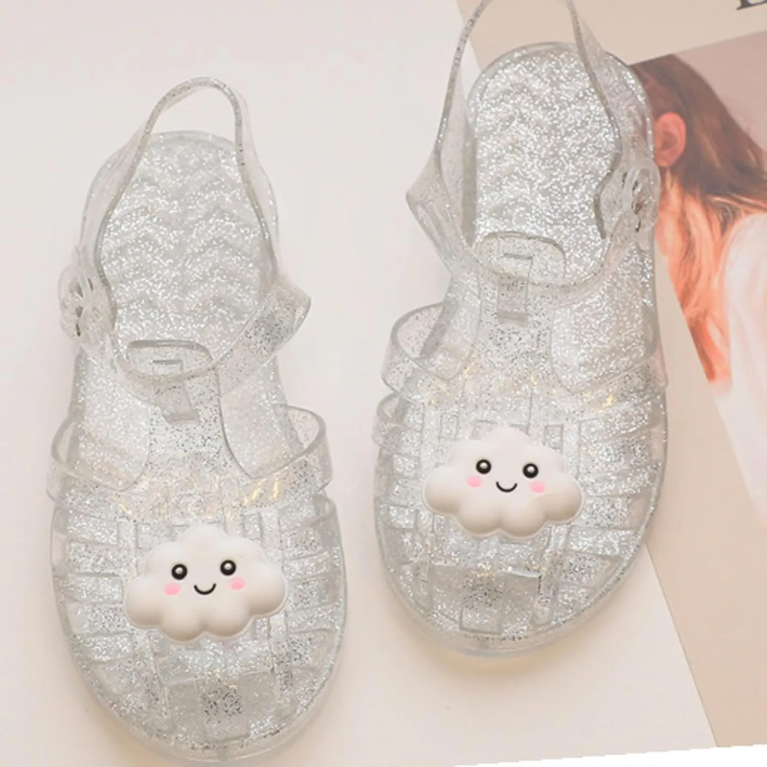 Crystal Jelly Heel Sandals Teen Girl Summer Beach Shoes Lightweight Soft Water Sandal Footwear