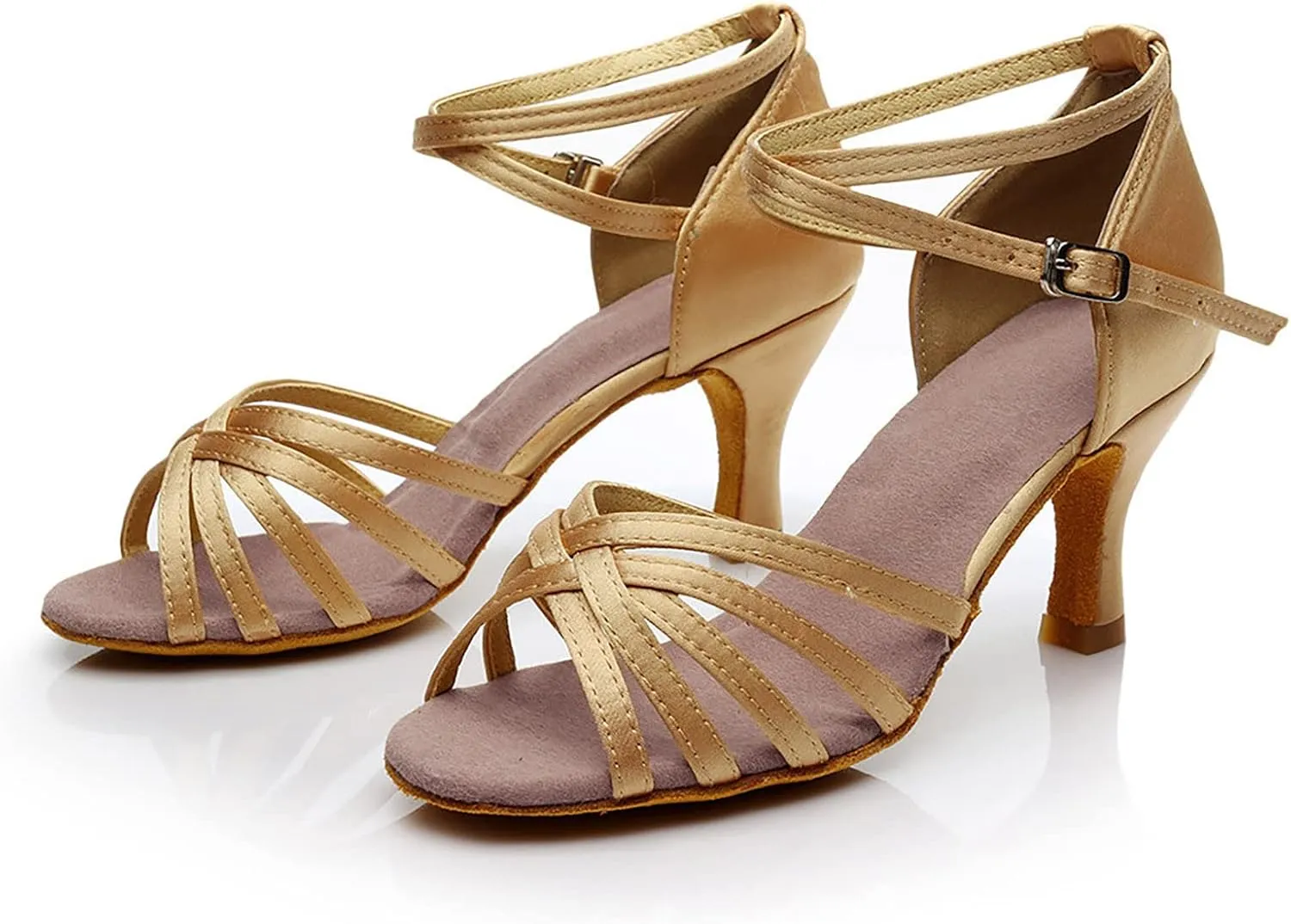 Dress Shoes for Women Professional Ballroom Shoes Latin Dance Shoe Practice Dance Shoe Ankle Strap Kitten Heels