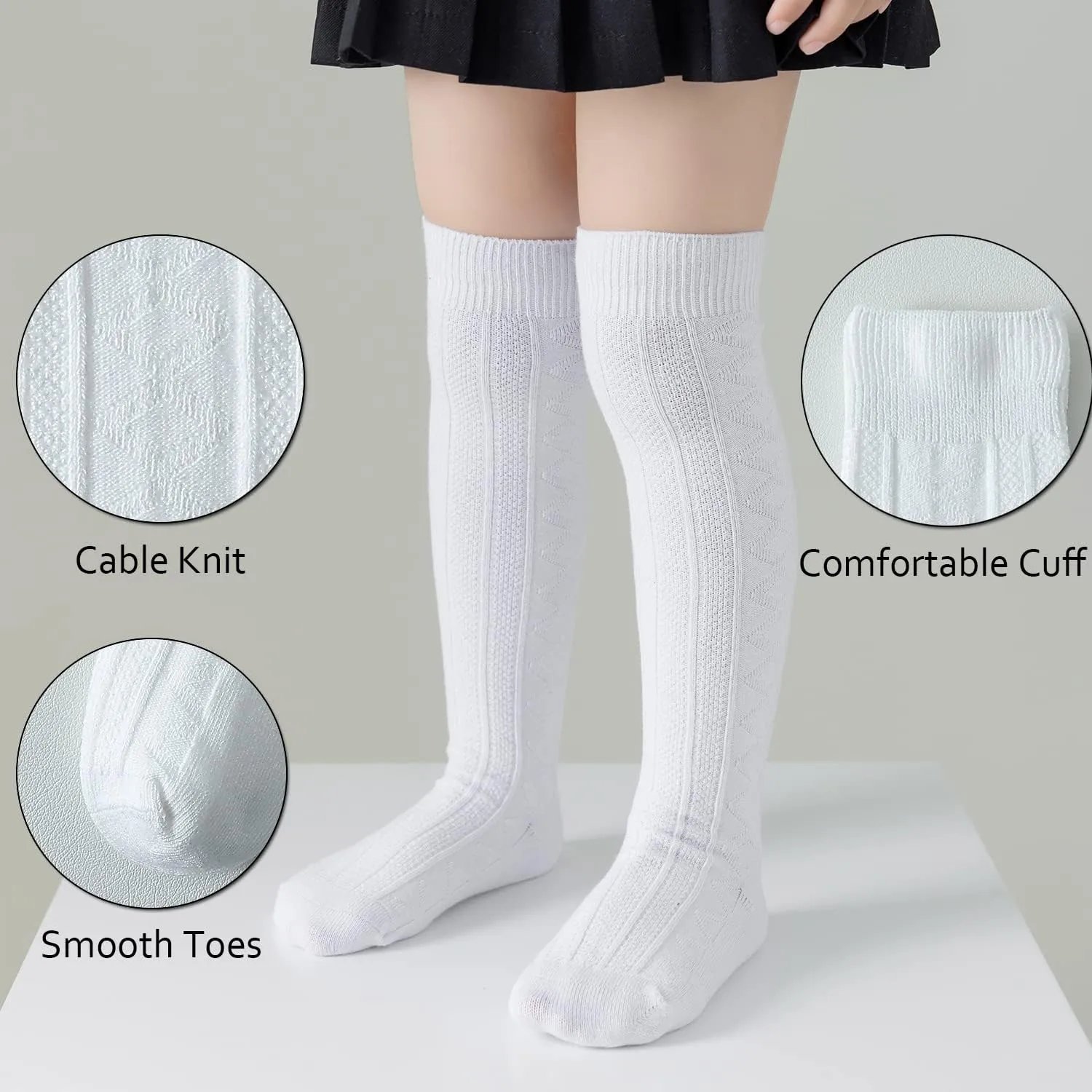 EPEIUS Baby Girls Boys Uniform Knee High Socks Tube Ruffled Stockings Infants and Toddlers (Pack of 3/5)