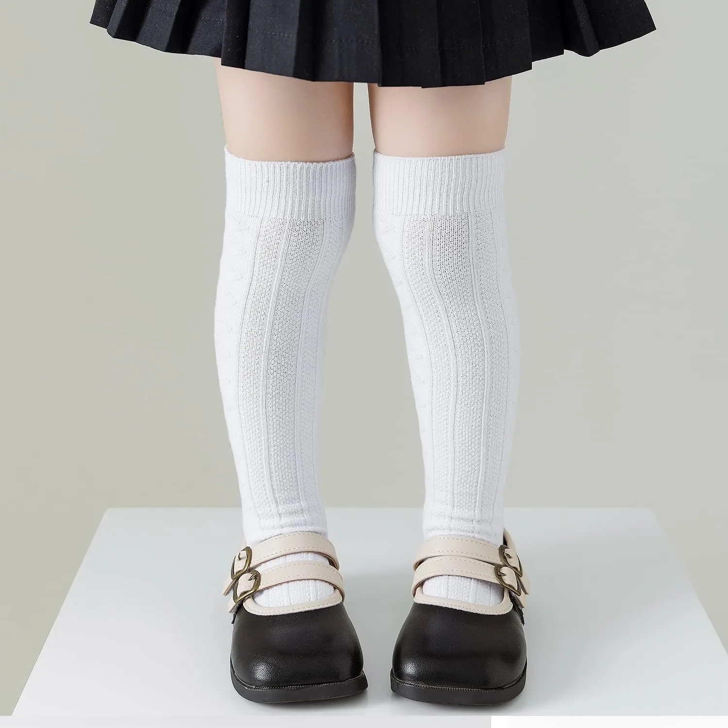 EPEIUS Baby Girls Boys Uniform Knee High Socks Tube Ruffled Stockings Infants and Toddlers (Pack of 3/5)