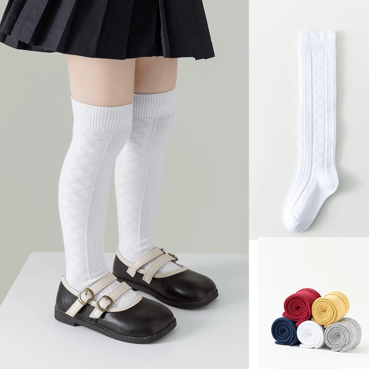EPEIUS Baby Girls Boys Uniform Knee High Socks Tube Ruffled Stockings Infants and Toddlers (Pack of 3/5)