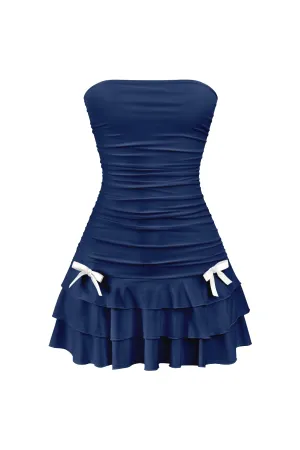 Fairies Mini Ruched Dress (Navy Blue)