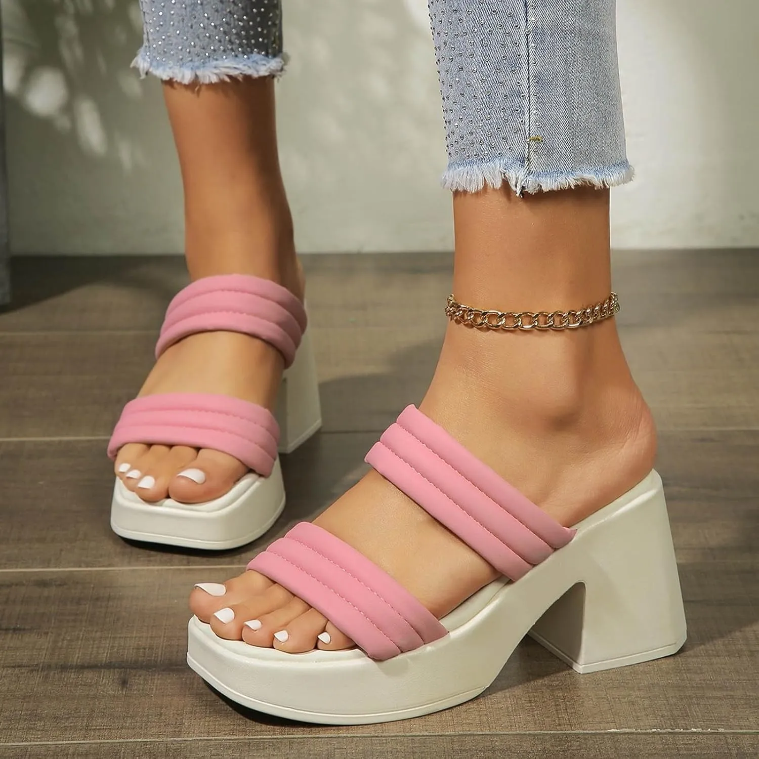 Fashion Low Heel Sandals for Women Peep Toe Low Heel Pump for Prom Party Daily Wear Wedding Party Dress Shoes