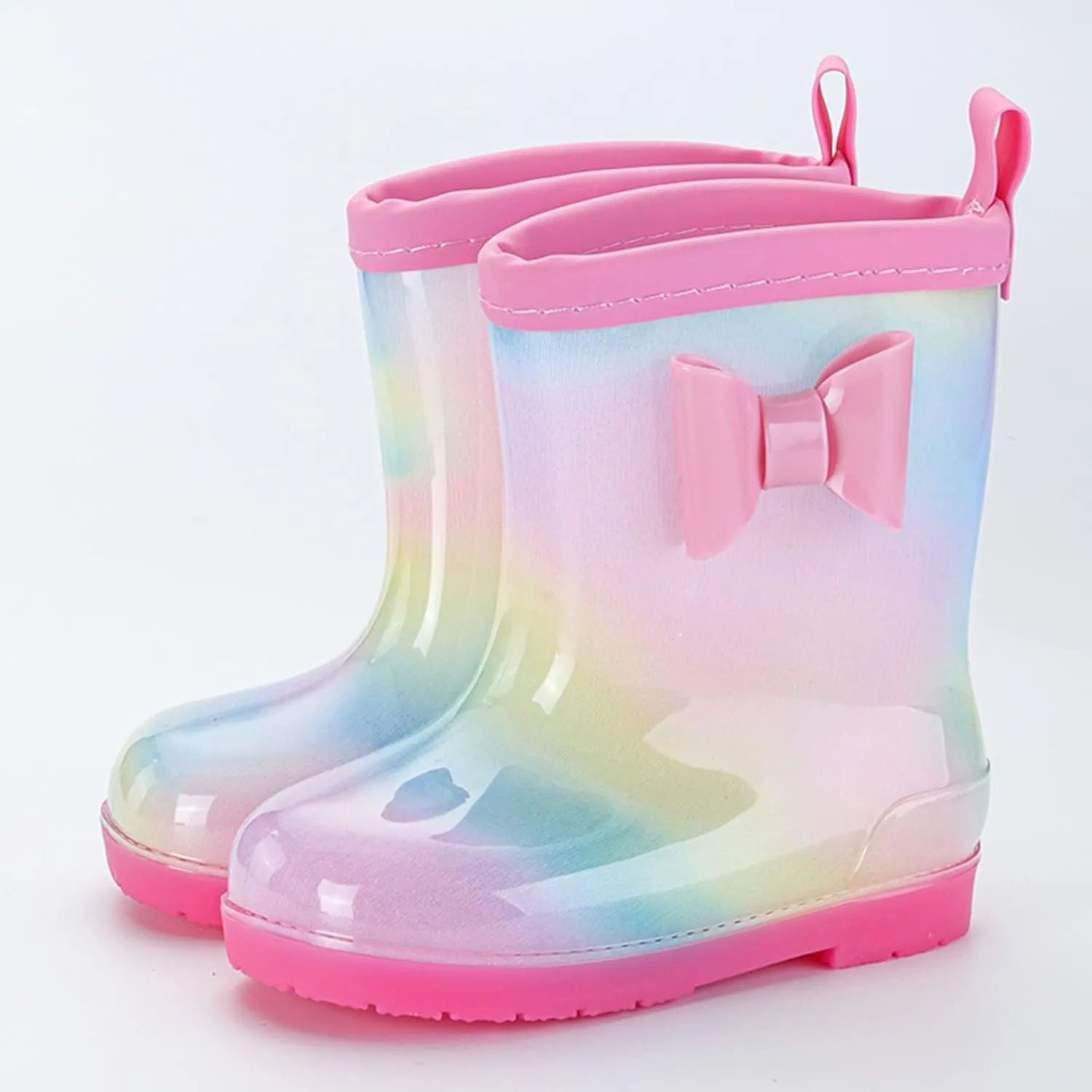 Girl Shoes Rain Boots Cartoon Children Rain Boots Boys and Girls Infant Rain Boots Water Rubber Shoes Kids Rain Boots (H, 2.5-3 Years Toddler)