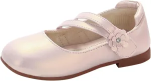 Girls Dress Shoes Kids Toddler Flower Girl Low Heels Mary Jane Flat School Uniform Wedding Party Floral Strap Flats
