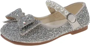 Girls Kids Dress Sandals Sequins Pearl Bow Closed Toe Princess Shoes Summer ow Heels Casual Strap Slipper Fashion Comfy
