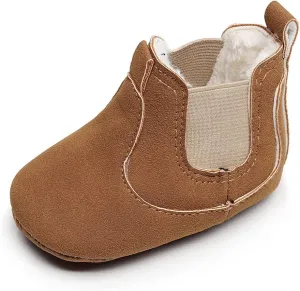 HONGTEYA Baby Booties Toddler Moccasin Warm Winter Shoes Infant Newborn Boys Girls Boots Soft Soled Anti-Slip Baby Shoes Fleece Cozy Crib Shoes First Walker Shoes