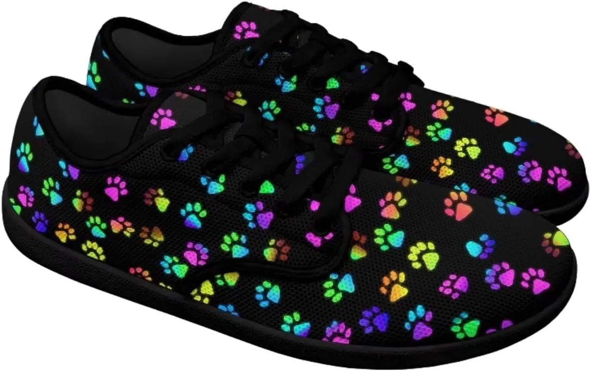 Jeiento Men's Dog Paw Print Barefoot Shoes Wide Toe Box Zero Drop Sneakers Tennis Gym