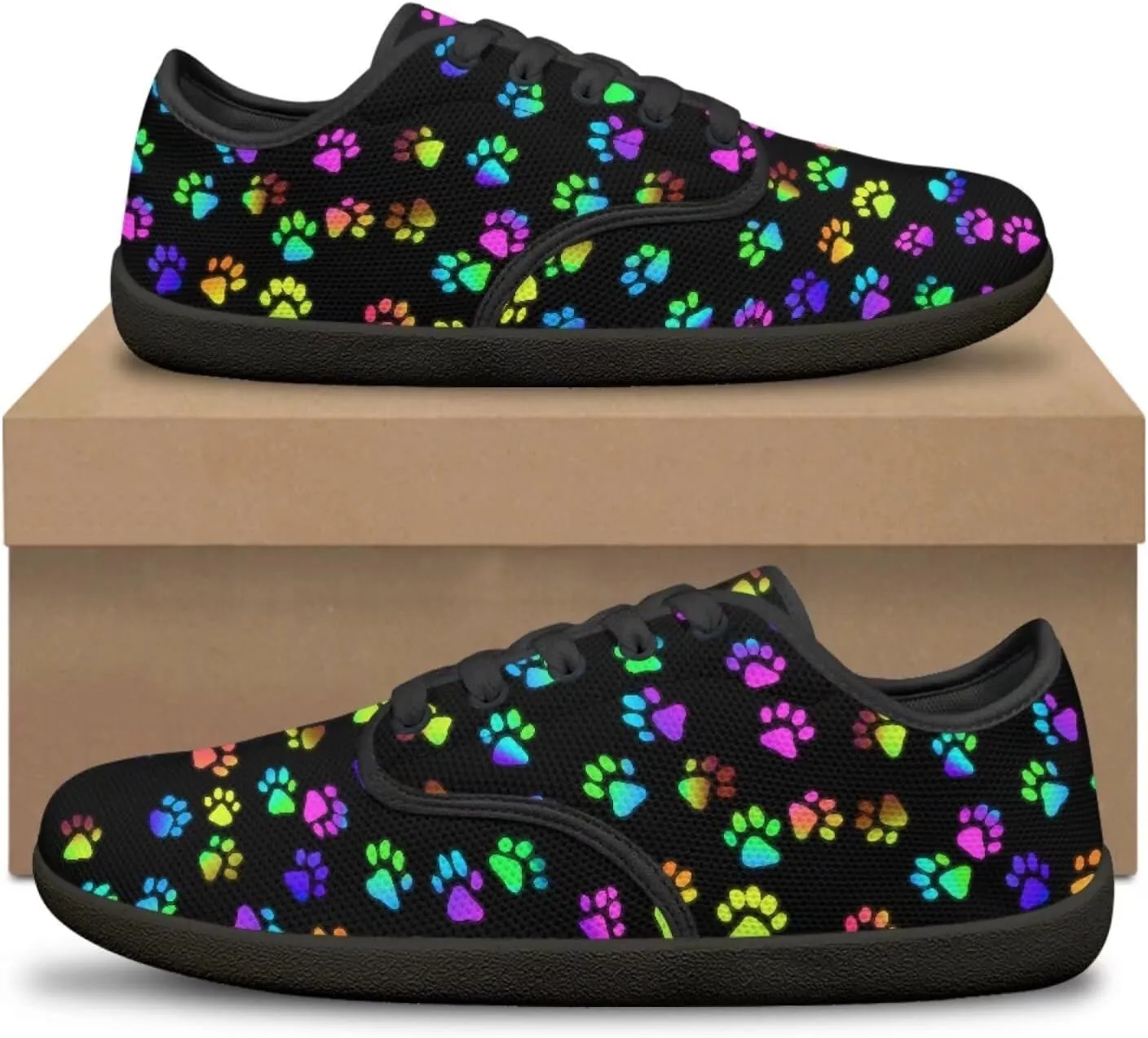 Jeiento Men's Dog Paw Print Barefoot Shoes Wide Toe Box Zero Drop Sneakers Tennis Gym