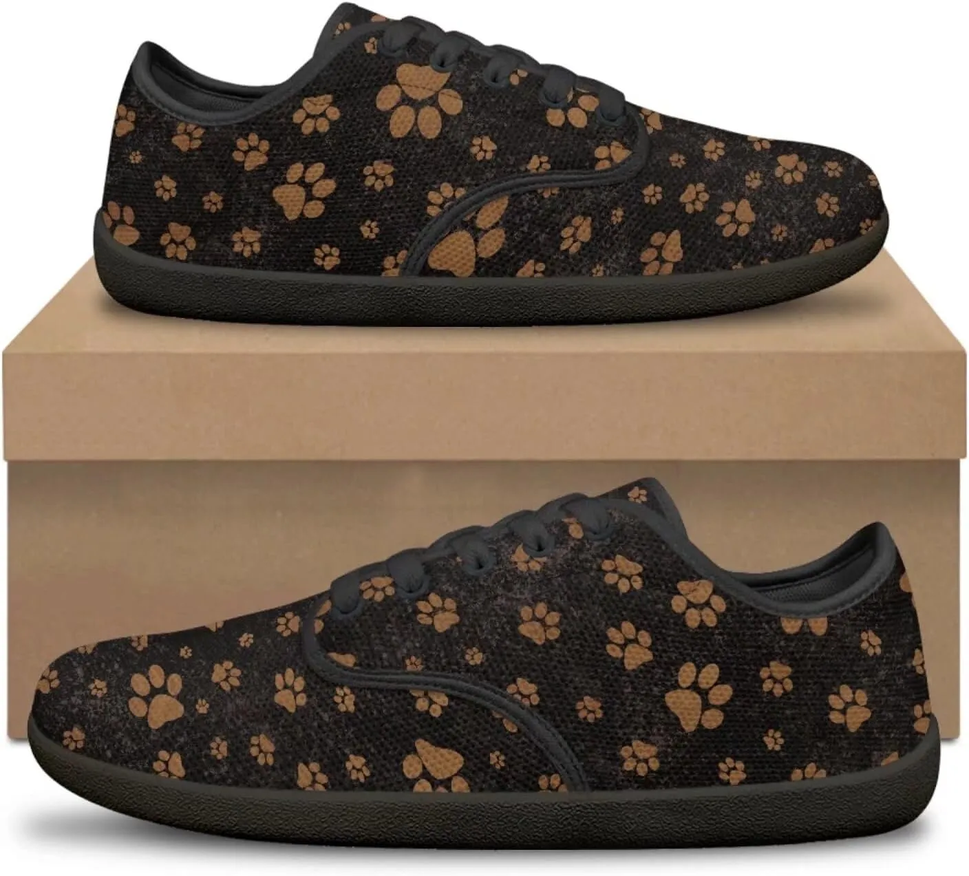 Jeiento Men's Dog Paw Print Barefoot Shoes Wide Toe Box Zero Drop Sneakers Tennis Gym