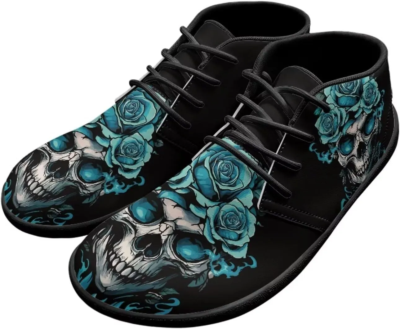 Jeiento Men's Gothic Skull Walking Shoes Wide Toe Barefoot Shoes Zero Drop Casual Sneakers