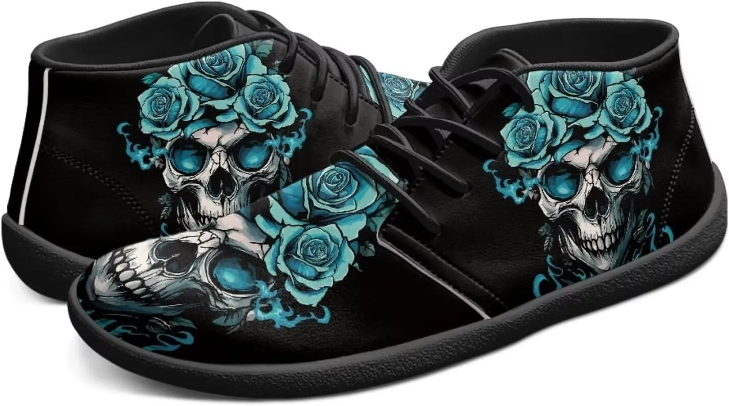 Jeiento Men's Gothic Skull Walking Shoes Wide Toe Barefoot Shoes Zero Drop Casual Sneakers