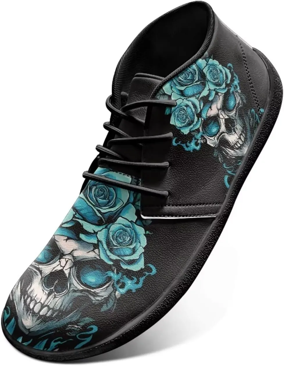 Jeiento Men's Gothic Skull Walking Shoes Wide Toe Barefoot Shoes Zero Drop Casual Sneakers