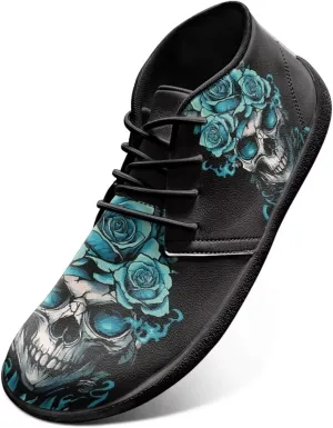 Jeiento Men's Gothic Skull Walking Shoes Wide Toe Barefoot Shoes Zero Drop Casual Sneakers