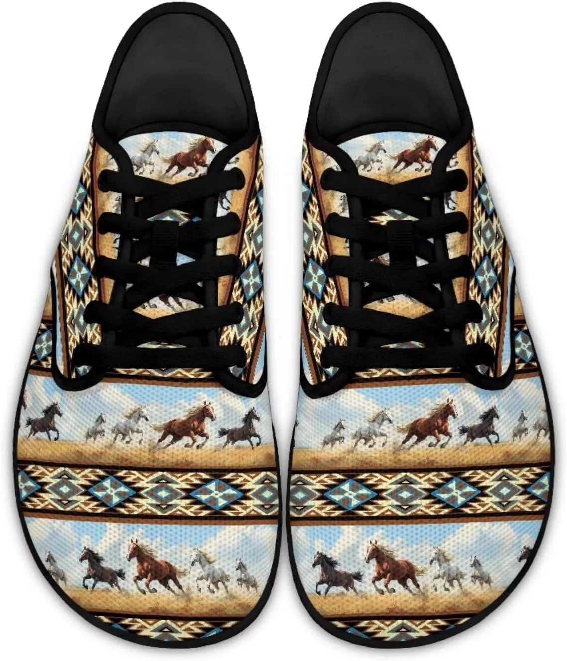 Jeiento Mens Womens Aztec Tribal Barefoot Shoes Wide Toe Box Running Shoes Zero Drop Sole