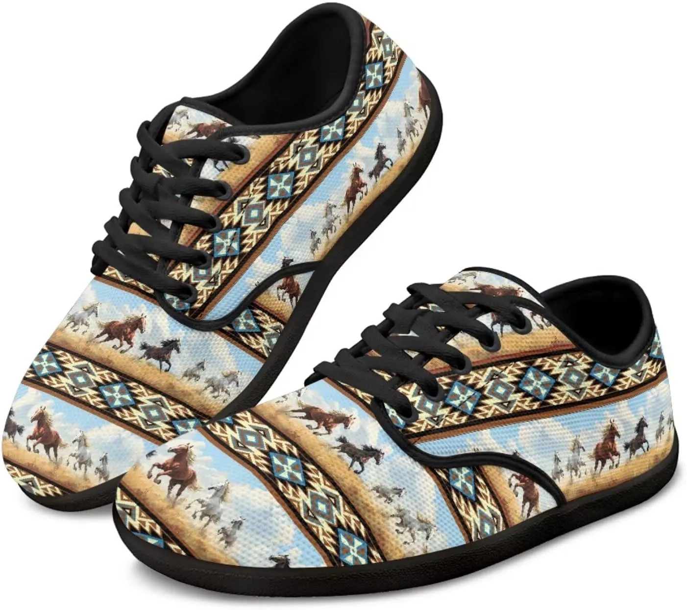 Jeiento Mens Womens Aztec Tribal Barefoot Shoes Wide Toe Box Running Shoes Zero Drop Sole