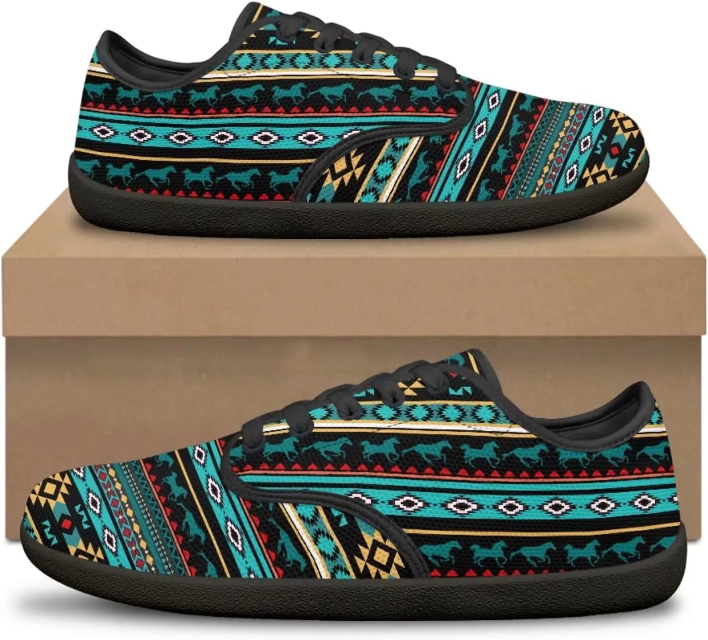 Jeiento Mens Womens Aztec Tribal Barefoot Shoes Wide Toe Box Running Shoes Zero Drop Sole