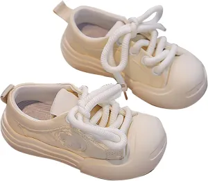 Kids Boys Girls Wide Toe Sports Shoes Solid Color Flat Bottom Low Top Lace-up Casual Outdoor Walking Sneakers