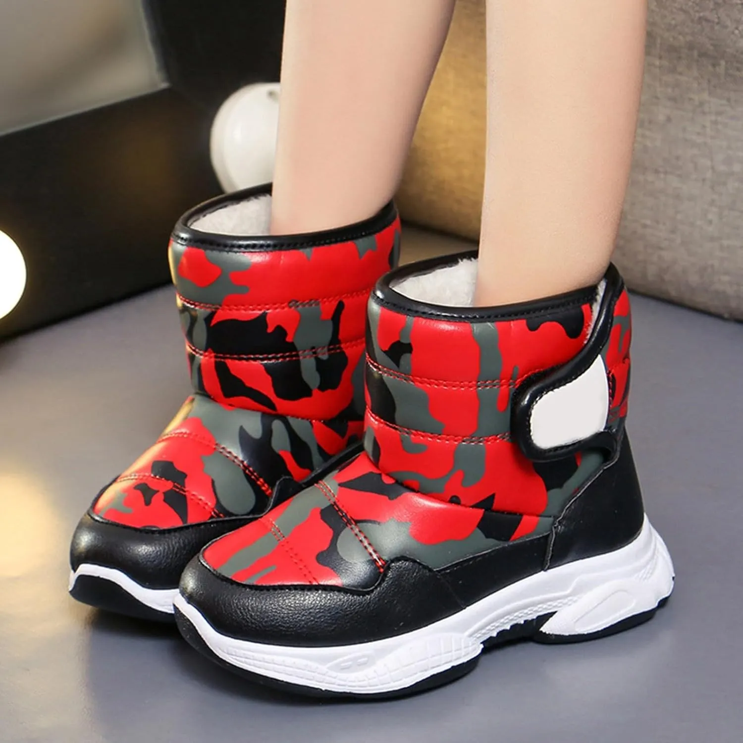 Kids Chunky Warm Snow Boots Boys Girls Winter Waterroof Outdoor Slip esistant Cold Weather Comfy Soft Shoes