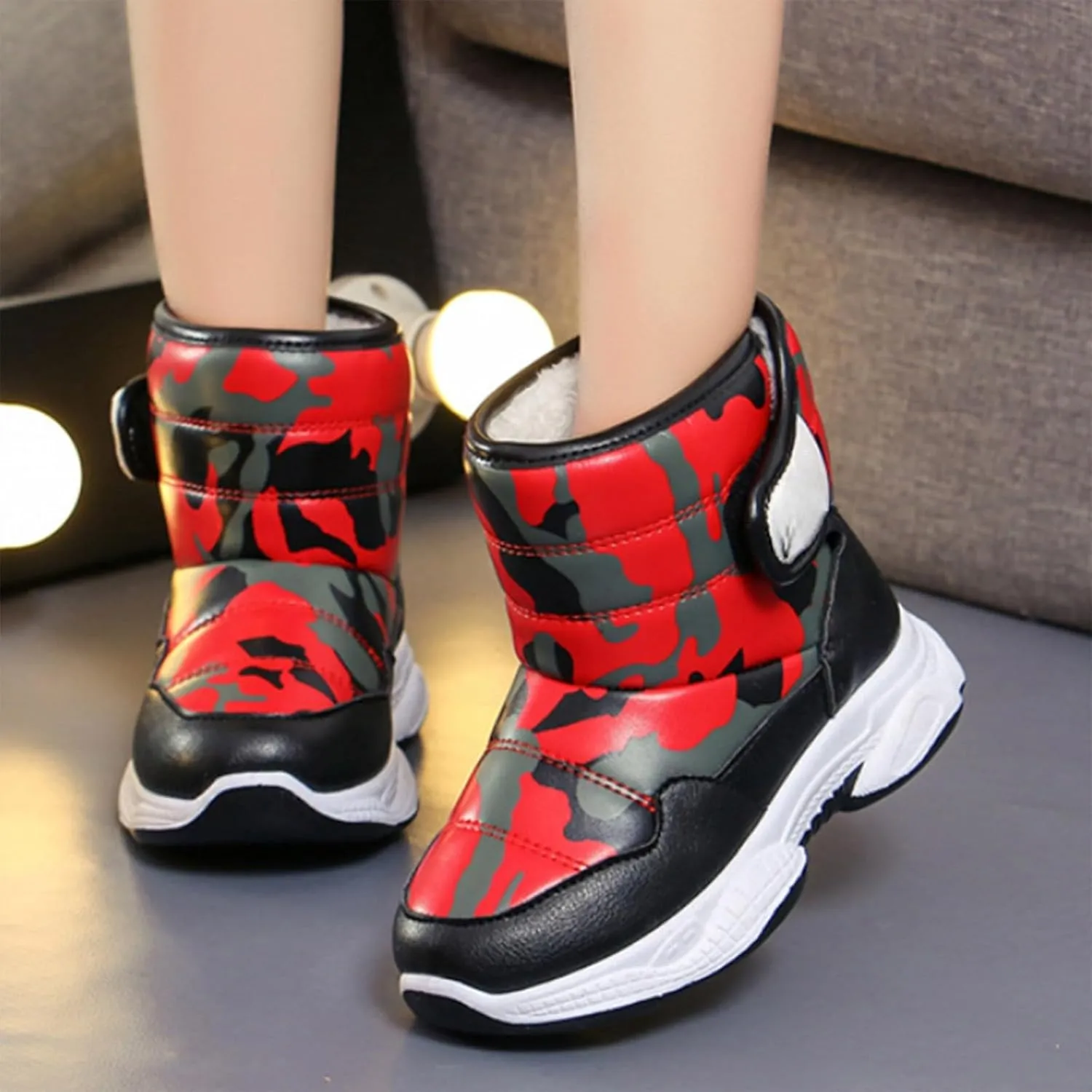 Kids Chunky Warm Snow Boots Boys Girls Winter Waterroof Outdoor Slip esistant Cold Weather Comfy Soft Shoes